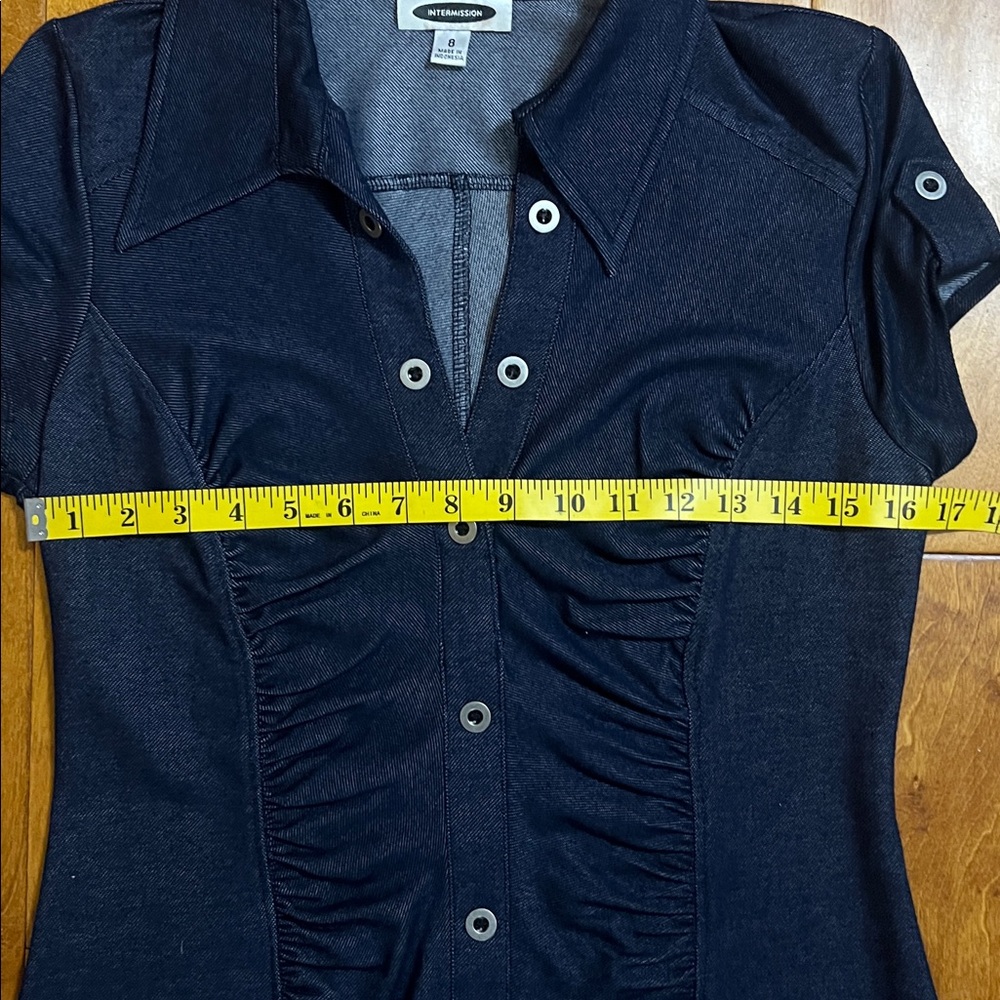 Vintage Intermission Y2K Navy Button-Up Sheath Midi Dress Size 8 Retro Grunge - Picture 5 of 11